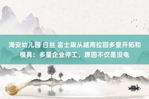 海安幼儿园 白丝 富士康从越南拉回多量开拓和模具：多量企业停工，原因不仅是没电