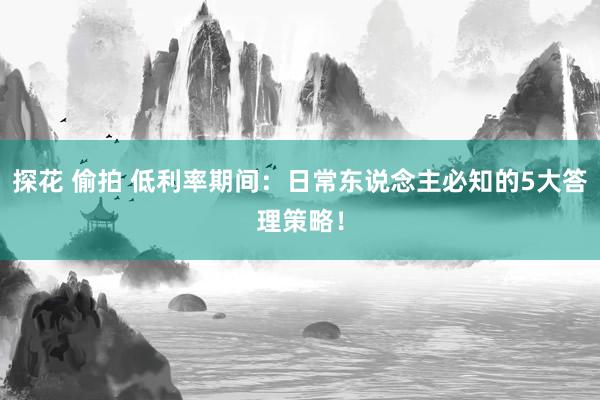 探花 偷拍 低利率期间：日常东说念主必知的5大答理策略！