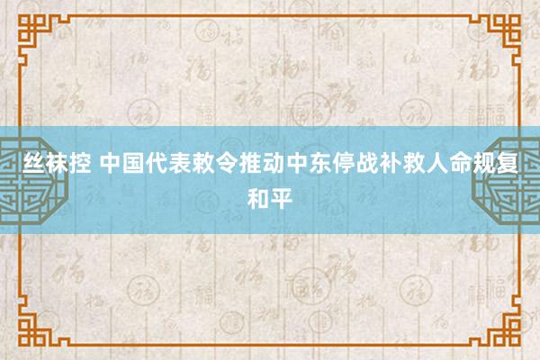 丝袜控 中国代表敕令推动中东停战补救人命规复和平