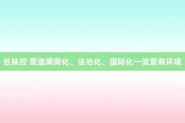 丝袜控 营造阛阓化、法治化、国际化一流营商环境