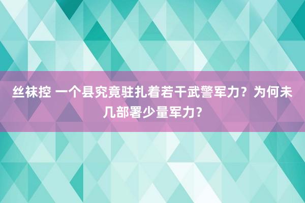 丝袜控 一个县究竟驻扎着若干武警军力？为何未几部署少量军力？
