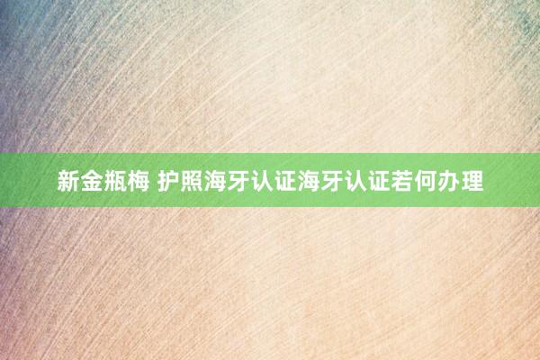 新金瓶梅 护照海牙认证海牙认证若何办理