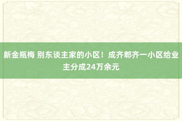 新金瓶梅 别东谈主家的小区！成齐郫齐一小区给业主分成24万余元