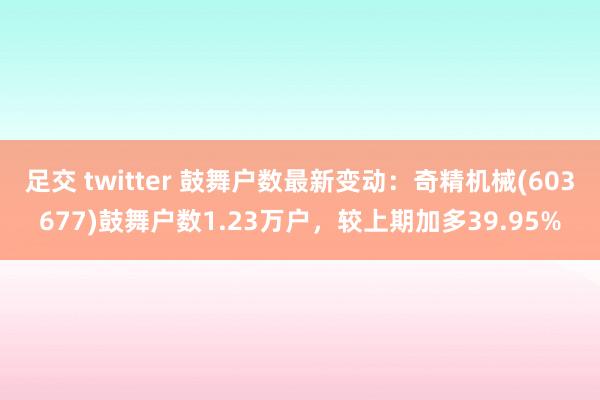 足交 twitter 鼓舞户数最新变动：奇精机械(603677)鼓舞户数1.23万户，较上期加多39.95%