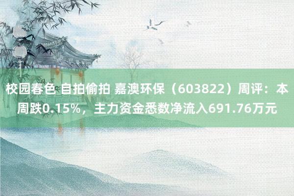 校园春色 自拍偷拍 嘉澳环保（603822）周评：本周跌0.15%，主力资金悉数净流入691.76万元