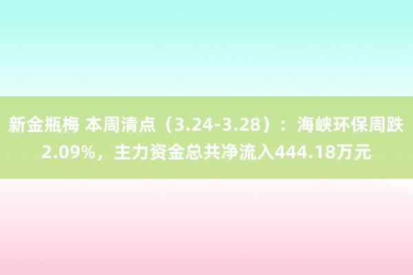 新金瓶梅 本周清点（3.24-3.28）：海峡环保周跌2.09%，主力资金总共净流入444.18万元