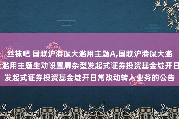 丝袜吧 国联沪港深大滥用主题A,国联沪港深大滥用主题C: 国联沪港深大滥用主题生动设置羼杂型发起式证券投资基金绽开日常改动转入业务的公告