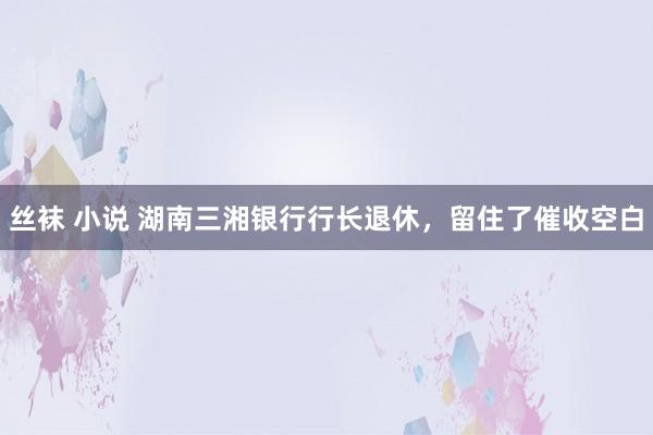 丝袜 小说 湖南三湘银行行长退休，留住了催收空白